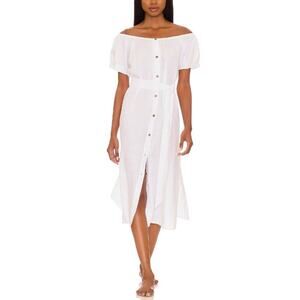 Eberjey Women's White Linen Solid Harper Dress Size S